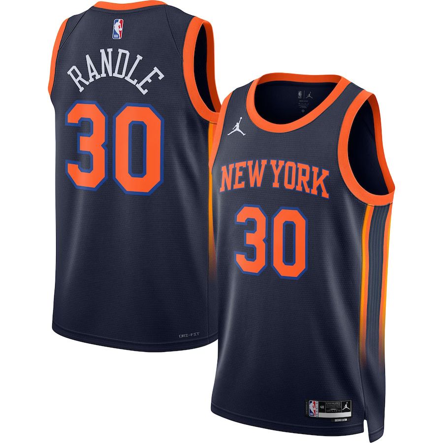 Men New York Knicks 30 Julius Randle Jordan Brand Navy 2022-23 Statement Edition Swingman NBA Jersey